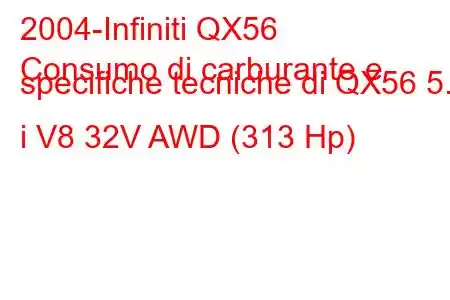 2004-Infiniti QX56
Consumo di carburante e specifiche tecniche di QX56 5.6 i V8 32V AWD (313 Hp)