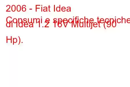 2006 - Fiat Idea
Consumi e specifiche tecniche di Idea 1.2 16V Multijet (90 Hp).