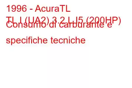 1996 - AcuraTL
TL I (UA2) 3.2 L I5 (200HP) Consumo di carburante e specifiche tecniche