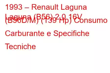 1993 – Renault Laguna
Laguna (B56) 2.0 16V (B56D/M) (139 Hp) Consumo Carburante e Specifiche Tecniche