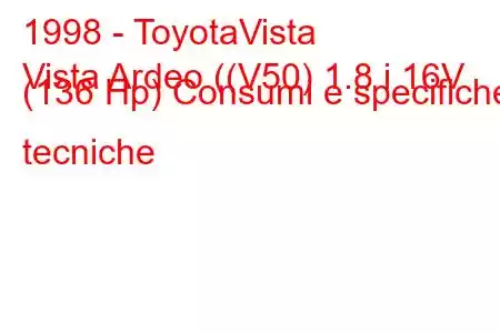 1998 - ToyotaVista
Vista Ardeo ((V50) 1.8 i 16V (136 Hp) Consumi e specifiche tecniche