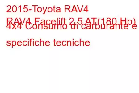 2015-Toyota RAV4
RAV4 Facelift 2.5 AT(180 Hp) 4x4 Consumo di carburante e specifiche tecniche