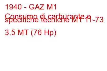 1940 - GAZ М1
Consumo di carburante e specifiche tecniche М1 11-73 3.5 MT (76 Hp)