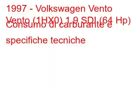 1997 - Volkswagen Vento
Vento (1HX0) 1.9 SDI (64 Hp) Consumo di carburante e specifiche tecniche