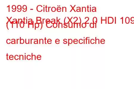 1999 - Citroën Xantia
Xantia Break (X2) 2.0 HDI 109 (110 Hp) Consumo di carburante e specifiche tecniche