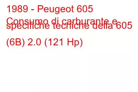 1989 - Peugeot 605
Consumo di carburante e specifiche tecniche della 605 (6B) 2.0 (121 Hp)