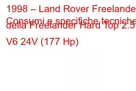 1998 – Land Rover Freelander
Consumi e specifiche tecniche della Freelander Hard Top 2.5 i V6 24V (177 Hp)