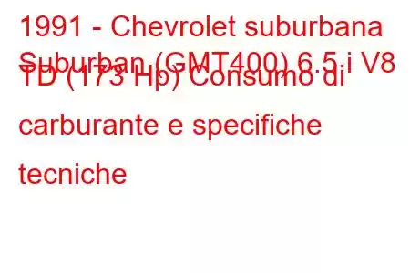 1991 - Chevrolet suburbana
Suburban (GMT400) 6.5 i V8 TD (173 Hp) Consumo di carburante e specifiche tecniche