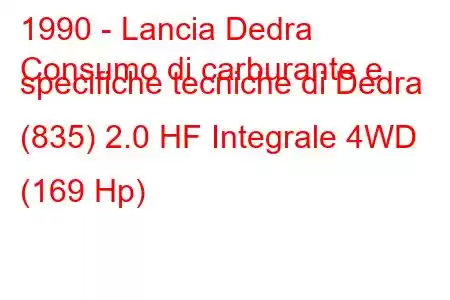 1990 - Lancia Dedra
Consumo di carburante e specifiche tecniche di Dedra (835) 2.0 HF Integrale 4WD (169 Hp)