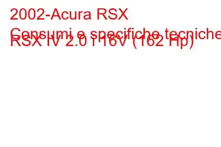 2002-Acura RSX
Consumi e specifiche tecniche RSX IV 2.0 i 16V (162 Hp)