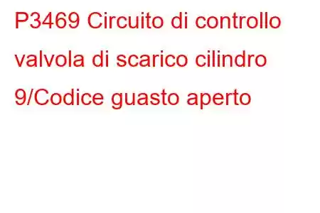 P3469 Circuito di controllo valvola di scarico cilindro 9/Codice guasto aperto