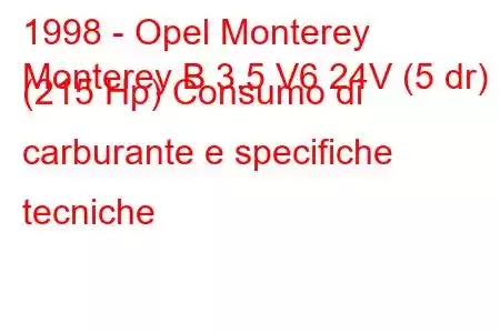 1998 - Opel Monterey
Monterey B 3.5 V6 24V (5 dr) (215 Hp) Consumo di carburante e specifiche tecniche