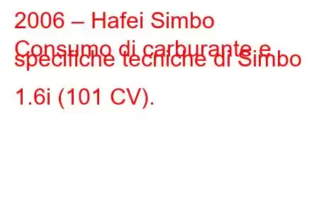 2006 – Hafei Simbo
Consumo di carburante e specifiche tecniche di Simbo 1.6i (101 CV).