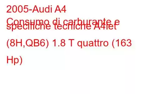 2005-Audi A4
Consumo di carburante e specifiche tecniche A4let (8H,QB6) 1.8 T quattro (163 Hp)