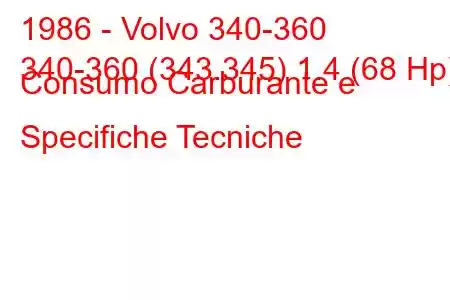 1986 - Volvo 340-360
340-360 (343.345) 1.4 (68 Hp) Consumo Carburante e Specifiche Tecniche