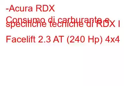 -Acura RDX
Consumo di carburante e specifiche tecniche di RDX I Facelift 2.3 AT (240 Hp) 4x4