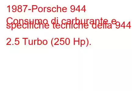 1987-Porsche 944
Consumo di carburante e specifiche tecniche della 944 2.5 Turbo (250 Hp).