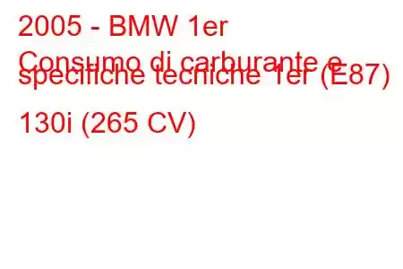 2005 - BMW 1er
Consumo di carburante e specifiche tecniche 1er (E87) 130i (265 CV)