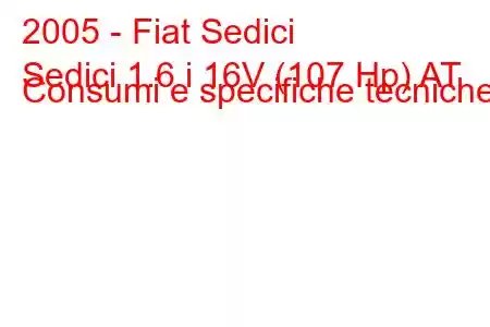 2005 - Fiat Sedici
Sedici 1.6 i 16V (107 Hp) AT Consumi e specifiche tecniche