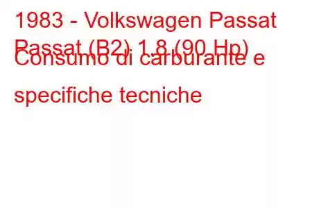 1983 - Volkswagen Passat
Passat (B2) 1.8 (90 Hp) Consumo di carburante e specifiche tecniche