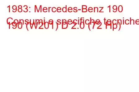 1983: Mercedes-Benz 190
Consumi e specifiche tecniche 190 (W201) D 2.0 (72 Hp)