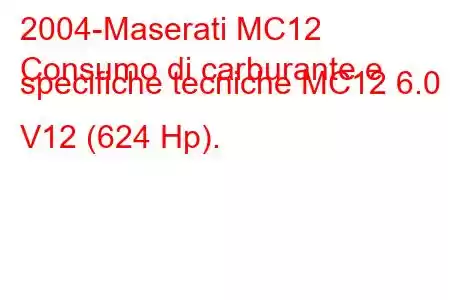 2004-Maserati MC12
Consumo di carburante e specifiche tecniche MC12 6.0 V12 (624 Hp).