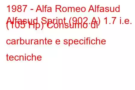 1987 - Alfa Romeo Alfasud
Alfasud Sprint (902.A) 1.7 i.e. (105 Hp) Consumo di carburante e specifiche tecniche