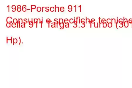 1986-Porsche 911
Consumi e specifiche tecniche della 911 Targa 3.3 Turbo (301 Hp).