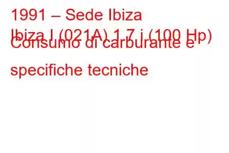 1991 – Sede Ibiza
Ibiza I (021A) 1.7 i (100 Hp) Consumo di carburante e specifiche tecniche