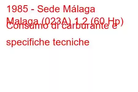 1985 - Sede Málaga
Malaga (023A) 1.2 (60 Hp) Consumo di carburante e specifiche tecniche