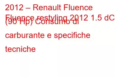 2012 – Renault Fluence
Fluence restyling 2012 1.5 dCi (90 Hp) Consumo di carburante e specifiche tecniche