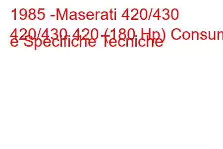 1985 -Maserati 420/430
420/430 420 (180 Hp) Consumi e Specifiche Tecniche