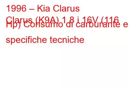 1996 – Kia Clarus
Clarus (K9A) 1.8 i 16V (116 Hp) Consumo di carburante e specifiche tecniche