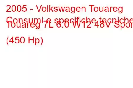 2005 - Volkswagen Touareg
Consumi e specifiche tecniche Touareg 7L 6.0 W12 48V Sport (450 Hp)