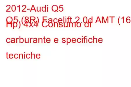 2012-Audi Q5
Q5 (8R) Facelift 2.0d AMT (163 Hp) 4x4 Consumo di carburante e specifiche tecniche