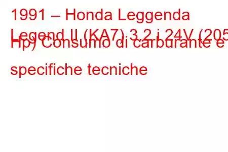 1991 – Honda Leggenda
Legend II (KA7) 3.2 i 24V (205 Hp) Consumo di carburante e specifiche tecniche