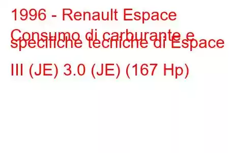 1996 - Renault Espace
Consumo di carburante e specifiche tecniche di Espace III (JE) 3.0 (JE) (167 Hp)