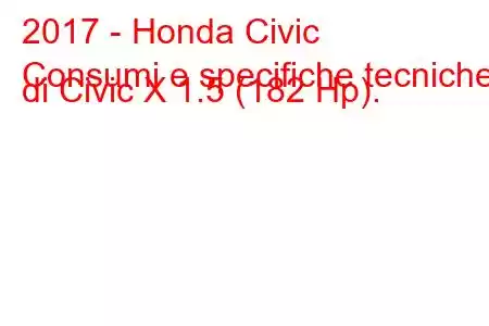 2017 - Honda Civic
Consumi e specifiche tecniche di Civic X 1.5 (182 Hp).