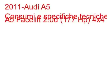 2011-Audi A5
Consumi e specifiche tecniche A5 Facelift 2.0d (177 Hp) 4x4