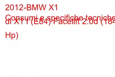 2012-BMW X1
Consumi e specifiche tecniche di X1 I (E84) Facelift 2.0d (184 Hp)