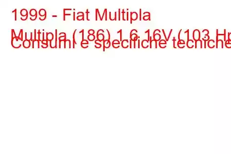 1999 - Fiat Multipla
Multipla (186) 1.6 16V (103 Hp) Consumi e specifiche tecniche