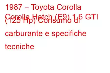 1987 – Toyota Corolla
Corolla Hatch (E9) 1.6 GTI (125 Hp) Consumo di carburante e specifiche tecniche