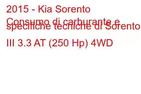 2015 - Kia Sorento
Consumo di carburante e specifiche tecniche di Sorento III 3.3 AT (250 Hp) 4WD