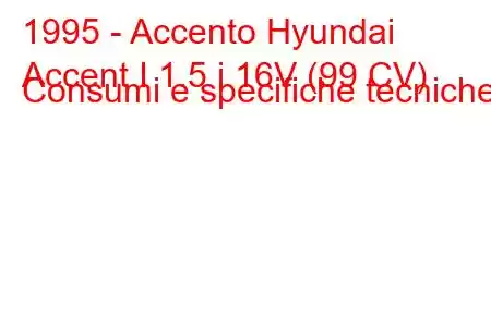 1995 - Accento Hyundai
Accent I 1.5 i 16V (99 CV) Consumi e specifiche tecniche