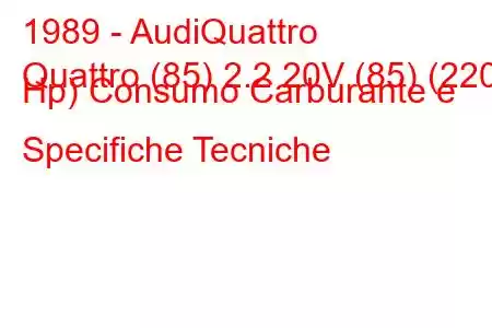 1989 - AudiQuattro
Quattro (85) 2.2 20V (85) (220 Hp) Consumo Carburante e Specifiche Tecniche