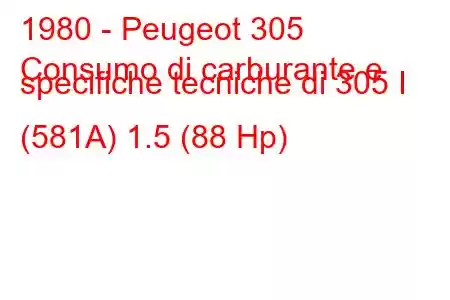 1980 - Peugeot 305
Consumo di carburante e specifiche tecniche di 305 I (581A) 1.5 (88 Hp)