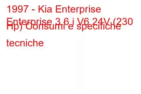 1997 - Kia Enterprise
Enterprise 3.6 i V6 24V (230 Hp) Consumi e specifiche tecniche