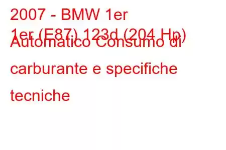 2007 - BMW 1er
1er (E87) 123d (204 Hp) Automatico Consumo di carburante e specifiche tecniche