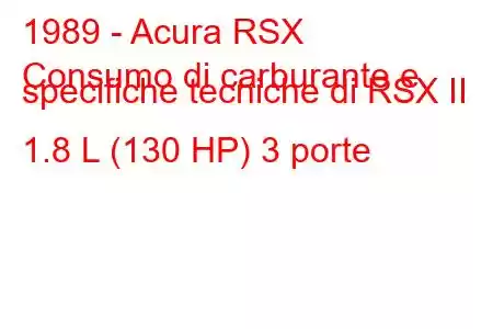 1989 - Acura RSX
Consumo di carburante e specifiche tecniche di RSX II 1.8 L (130 HP) 3 porte