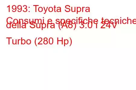 1993: Toyota Supra
Consumi e specifiche tecniche della Supra (A8) 3.0 i 24V Turbo (280 Hp)